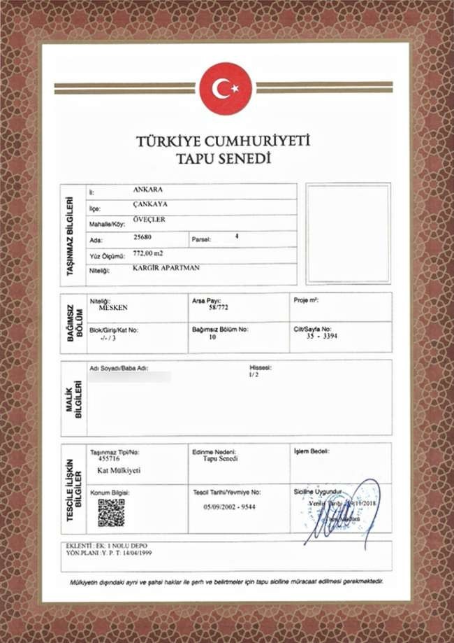 سند الملكية في تركيا